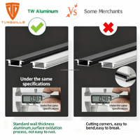 Profilé en T en aluminium pour LED série 6000, largeur 20 mm, boîtier argent/noir pour décorations, longueur 2m/3m, service de découpe disponible, en stock