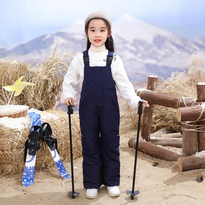 Pantalons de ski pour enfants garçons filles épaissi <span class=keywords><strong>chaud</strong></span> coupe-vent imperméable coton combinaison de ski fermeture éclair pour pantalons de neige en plein air - Product Image 3