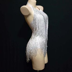 Strass brillants franges justaucorps strip-teaseuse pôle danse porter Showgirl scène Performance Costume femmes pom-pom girls Club <span class=keywords><strong>combishort</strong></span> - Product Image 3