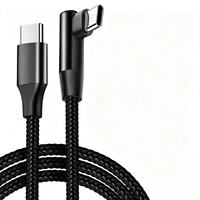 Câble de charge rapide USB-C vers USB-C tressé à coudure coudée, PD 60W, avec transfert de données, âme en cuivre pur pour téléphones portables et tablettes