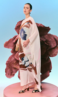 Nouvelle Arrivée 2026 : Ensemble Abaya Raya Malaisie avec Châle Assorti, Imprimé Floral Abstrait, en Satin Respirant, Col Montant, Modeste, pour l'Aïd Islamique
