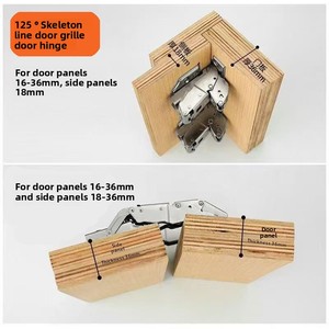 Cerniera idraulica ampio angolo per porta, con chiusura ammortizzata a 125 gradi, in acciaio laminato a freddo nichelato, design moderno a linea scheletrica - Product Image 5