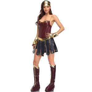 Costume da Guerriera per Halloween, Set Supereroe con Corsetto, Tiara, Bracciali, Gonna, Cintura, Stivali, Set Sexy per Adulti per Feste in Maschera e Carnevale - Product Image 4