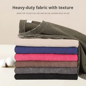 Camiseta Unissex de Manga Curta, Estilo Americano, Slim Fit, Vintage, Lavada, Respirável, Secagem Rápida, Anti-Pilling, 220g - Product Image 4