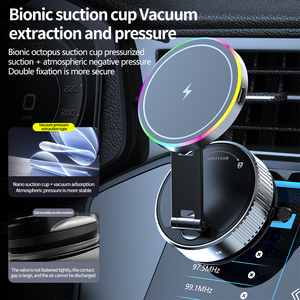 Support magnétique de voiture 2 en 1 avec chargeur sans fil 15W à charge rapide et ventouse pour téléphones iPhone - Product Image 2