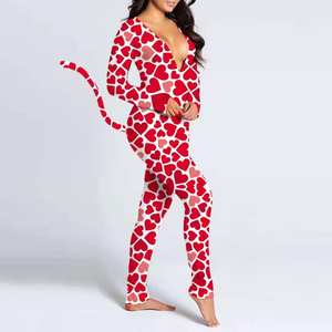 Pijama de Mujer Casual de Punto, Talla Grande, Manga Larga, Transpirable, de Secado Rápido, Personalizado con Cuello en V y Estampado Serigrafiado - Product Image 3