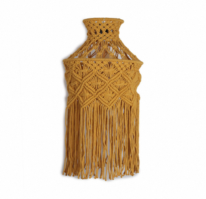 Abat-jour en coton fait main, style bohème, macramé, écologique, avec pompons, pour chambre à coucher, salon - Product Image 1