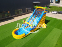 Toboggan aquatique gonflable géant de haute qualité pour adultes, toboggan aquatique gonflable commercial, grand toboggan aquatique gonflable avec piscine