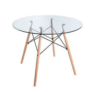 Chaises d'échantillon gratuites, meuble rond en verre et bois, <span class=keywords><strong>Table</strong></span> de salle à manger, nouveau modèle, moderne en verre et <span class=keywords><strong>plexiglas</strong></span> - Product Image 1