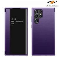 Étui de téléphone en cuir anti-chute pour Samsung S26 S25 Ultra S23 S24 Plus avec fenêtre intelligente et rabat
