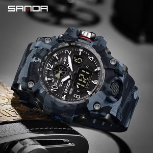 Reloj Deportivo Digital LED de Camuflaje de Lujo SANDA 3358, Resistente al Agua 5BAR, Correa de Goma, Reloj de Pulsera de Cuarzo para Hombre - Product Image 1