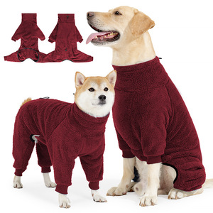 Klassieke warme jumpsuit met hoge kraag en lange pluche voor middelgrote en grote honden Nieuwe hondenwinterkleding voor huisdieren - Product Image 5