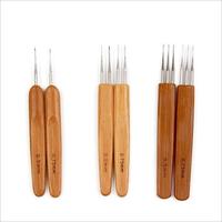 Aiguilles à crochet professionnelles avec manche en bambou pour accessoires de dreadlocks et extensions de dreadlocks au crochet