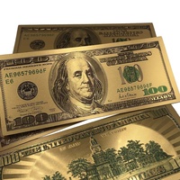 Billets de banque en or pur 24k en feuille d'or, billets de banque en dollars américains, billets à deux faces
