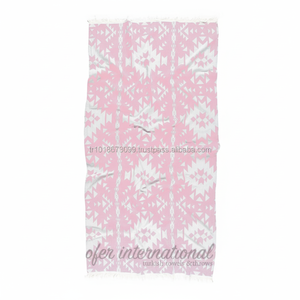 PEST-KLM-PNK double couche Kilim impression Hammam serviette taille adulte couleur rose coton matériel Dobby Style turc fait bain plage utilisation - Product Image 1