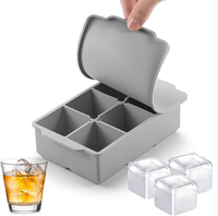 Bac à glaçons carré en silicone de grande taille, 6 cavités avec couvercle, moule à glace flexible pour whisky et cocktails, empilable pour le congélateur