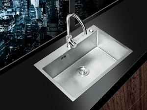 Handmade hiện đại thương mại Nhà Bếp lưu vực bồn rửa 304 thép không gỉ lớn <span class=keywords><strong>Sinks</strong></span> với vòi nước hai lỗ - Product Image 2