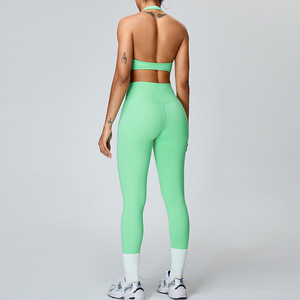 Baby Pink blu 2 pezzi da donna Set da Yoga da allenamento sportivo per Fitness con <span class=keywords><strong>reggiseno</strong></span> e Leggings da palestra - Product Image 4