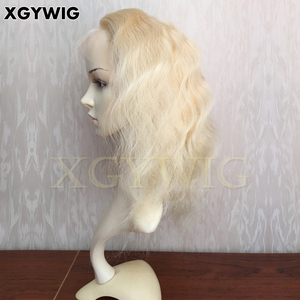 100% di scorta capelli umani brasiliani vergini Remy 14 "613 di colore # corpo corto onda senza colla 13x4 parrucche di pizzo anteriore <span class=keywords><strong>biondo</strong></span> <span class=keywords><strong>platino</strong></span> - Product Image 3