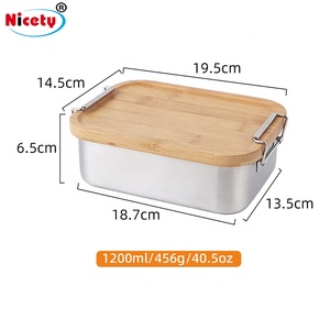 Chất lượng cao 1200ml cấp thực phẩm <span class=keywords><strong>SUS304</strong></span> thép không gỉ Hộp Ăn Trưa với nắp tre Bento tiffin container cho bảo quản thực phẩm - Product Image 3