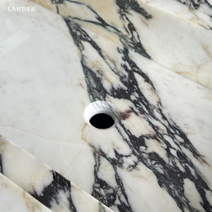 Design moderne Lander Stone Calacatta Voila Vanité <span class=keywords><strong>de</strong></span> <span class=keywords><strong>salle</strong></span> <span class=keywords><strong>de</strong></span> <span class=keywords><strong>bain</strong></span> Évier en marbre Lavabo avec armoires Vanités en pierre naturelle - Product Image 6