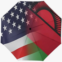 Parapluie pliant entièrement automatique Mauritanie, motif drapeau national, avec baleines de soutien flexibles et résistantes à la flexion, design à thème national