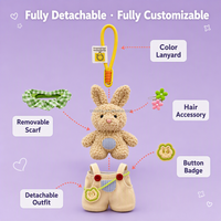 Sac bandoulière motif dessin animé, adorable pendentif lapin en peluche DIY, un porte-clés tendance et un pendentif pour sac d'école qui peut être librement assorti