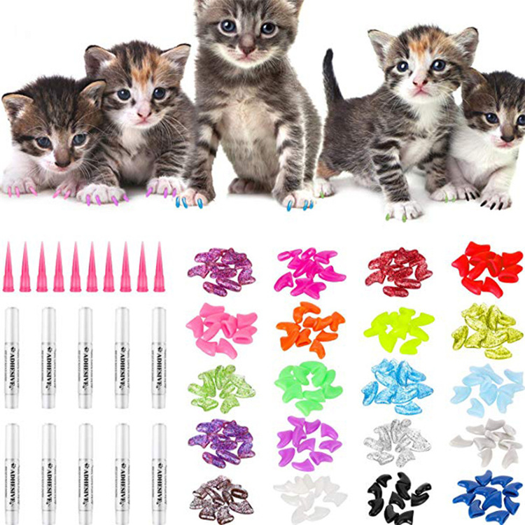 Colorful Cat Nail Caps Soft Claws for Kittens Pets