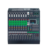 Console de mixage audio professionnelle 4 canaux avec connexion USB audio verte, effets DSP intégrés 256, éclairage LED double face