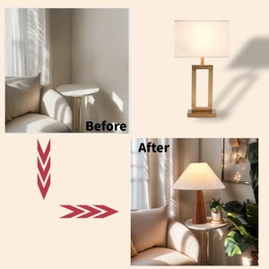 Modern Gold Hollow Lamp Base and White <strong>Cover</strong> Rectangular Table Lamp with Dual USB Ports Touch Control Bulb Base - Product Image 3