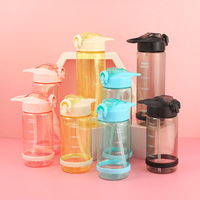 Bouteille d'eau portable 550 ml avec paille, couvercle rebondissant, mignonne, en plastique, sans BPA