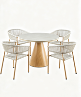 Ensemble de table et chaises de jardin en métal moderne avec cordage, pour hôtel et extérieur, fourni directement par l'usine