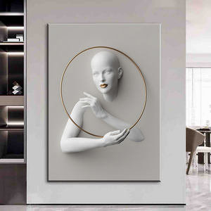 <span class=keywords><strong>Arte</strong></span> moderna della tela della figura umana 3D con il cerchio d'oro per la decorazione della parete del salotto - Product Image 1