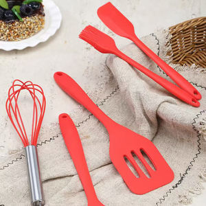 للبيع بالجملة طقم ملعقة سيليكون من 5 قطع طقم أواني طهي مطاطية طقم أواني مطبخ سيليكون مقاومة للحرارة طقم ملاعق طهي - Product Image 3