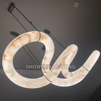 Haut de gamme espagne albâtre anneau pendentif lumières Villa salon salle à manger Moden grand luxe infini albâtre lustre