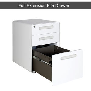 Usine Guangzhou Meuble de rangement à 3 tiroirs en métal blanc avec roulettes Classeur sur socle moderne sous bureau pour l'école et le bureau à domicile - Product Image 2