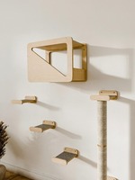 Lit mural moderne de luxe pour chat et étagères griffoir en bois et sisal meubles arbre à chat emballé dans un carton