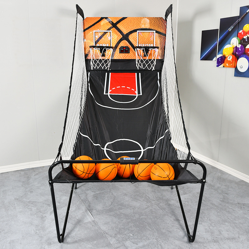 Oem Indoor Game Double Game Casual Electronic Shooting Machine Automatic Scoring Basketball Hoop Folding Basketball Machine
