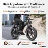 Vélo électrique à pneus larges QMHEEL V20 Limited 48V, vélo de ville électrique, batterie au lithium, suspension avant et arrière, pour les boutiques de vélos, approvisionnement B2B