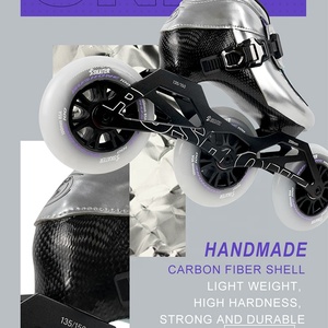 RUSH ONE - <span class=keywords><strong>Patines</strong></span> de Velocidad Profesionales para Exteriores con Ruedas Plateadas de PU, <span class=keywords><strong>Precio</strong></span> Especial, 3*100 mm, Rodamientos ABEC-9 de Fibra de Carbono, Metal - Product Image 4