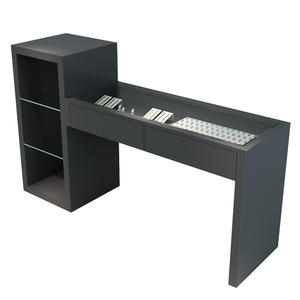 Vitrina <span class=keywords><strong>de</strong></span> Exhibición <span class=keywords><strong>de</strong></span> Joyería Duradera con Iluminación LED <span class=keywords><strong>de</strong></span> <span class=keywords><strong>Vidrio</strong></span> Transparente <span class=keywords><strong>y</strong></span> <span class=keywords><strong>Hierro</strong></span> <span class=keywords><strong>Forjado</strong></span> Negro, Mesa <span class=keywords><strong>de</strong></span> Agua Fluida para Boutique <span class=keywords><strong>de</strong></span> Tocados <span class=keywords><strong>de</strong></span> Jade - Product Image 5