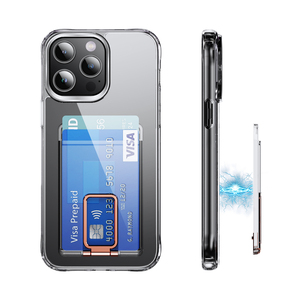 Pemegang kartu magnetik bening transparan, dompet belakang ponsel untuk iPhone 12 13 14 15 dengan dudukan cincin tidak terlihat - Product Image 1