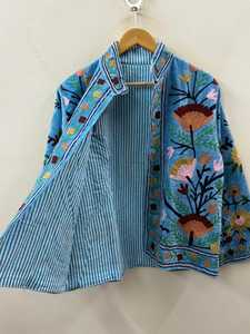 เสื้อแจ็คเก็ตผ้ากำมะหยี่ปักมือลายสัตว์ ผ้าฝ้าย ระบายอากาศได้ดี สไตล์วินเทจ อุซเบก โบโฮ ติดกระดุม  เหมาะสำหรับฤดูหนาว ของขวัญสำหรับเธอ - Product Image 3