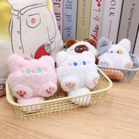 Porte-clés 3D mignon avec queue de chat, lanière en peluche, pendentif pour filles et femmes