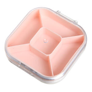 थोक अनुकूलित हरा गुलाबी नीला पीला 5 ग्रिड पोर्टेबल पिल बॉक्स गोलियां विटामिन मछली का तेल रख सकता है - Product Image 1