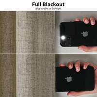 Cortinas Opacas de Lino Sintético con Ojales, Bloqueo de Luz del 99%, Paneles para Ventanas, Venta al por Mayor para Proyectos Hoteleros