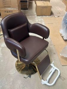 Fauteuil de Barbier Moderne en Acier Inoxydable avec Repose-Pieds, Chaise de Coiffure et de Styling en Cuir Synthétique, Mobilier de Salon pour Coiffure - Product Image 4