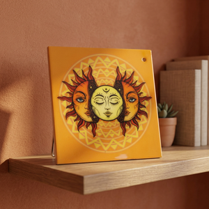 <b>Sun</b> Printed Eco-Friendly Wooden Incense <b>Stick</b> Ash Catcher Plate in Square Shape for Meditation Buddhist Style Home Cleansing - Product Image 3