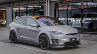Runde mise à niveau Topcar Style Kit de carrosserie en Fiber de carbone pour Tesla Model X Auto Parts Lèvre avant Jupes latérales Roue Sourcils Diffuseur arrière