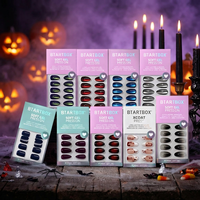 BTARTBOX - Uñas Postizas de Lujo de Alta Calidad al por Mayor, Kit de Uñas Artificiales de Ojo de Gato Gótico para Halloween con Pegamento